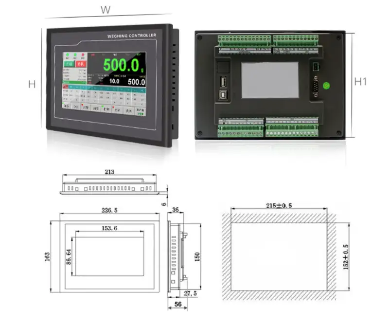 Multifunctional control instrument operation interface for weighing scales