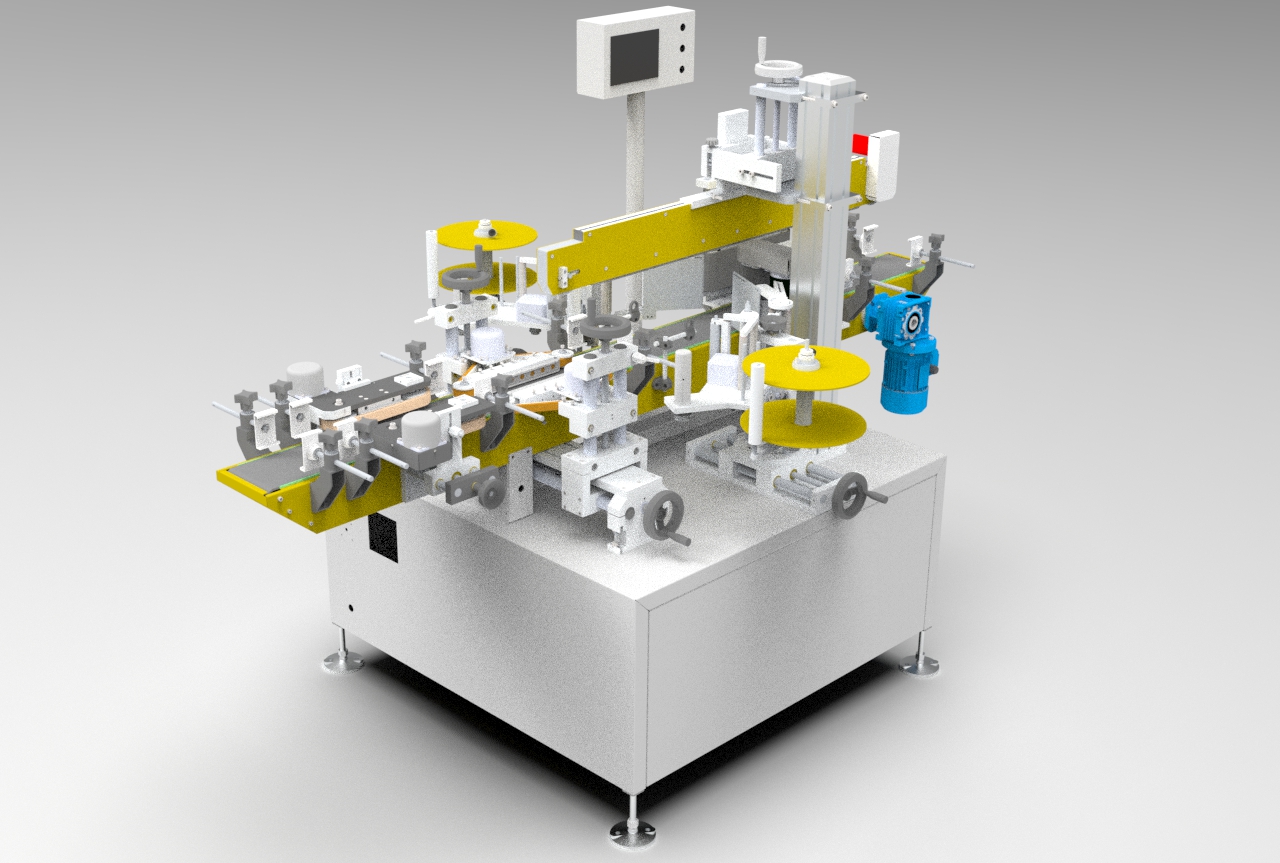 3D design of double sided labeling machine