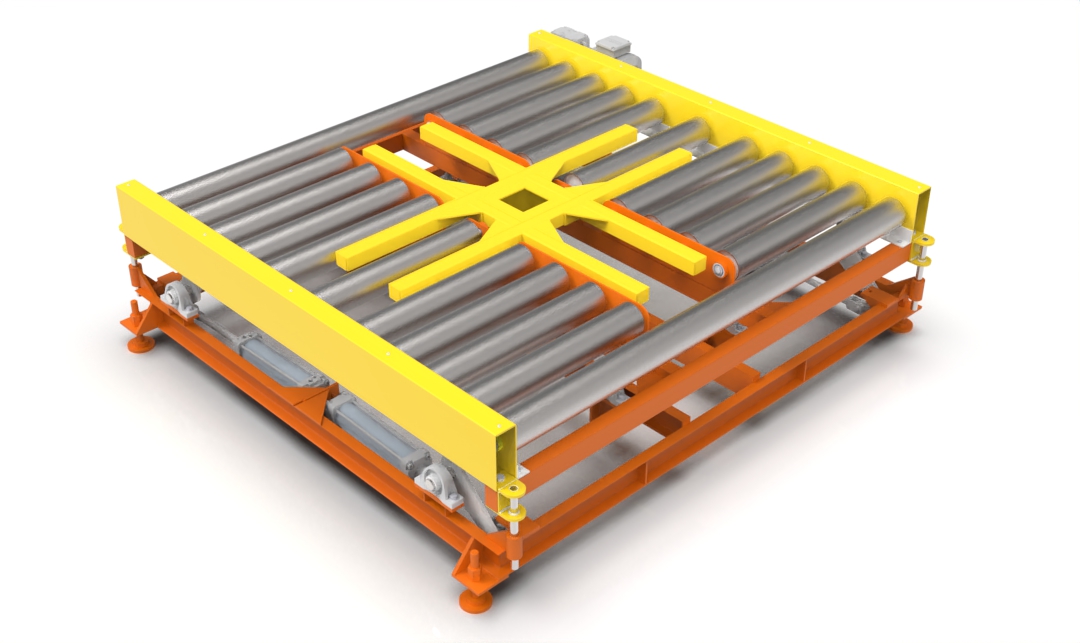 Solidworks 3D design of roller lifting rotary conveyor
