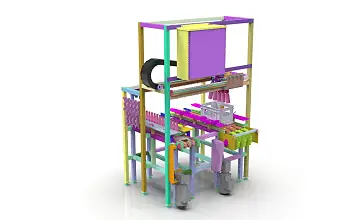 3D Model of an Automated Glass Bottle Packaging Machine