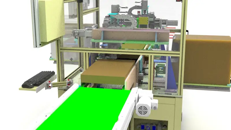 3D model of the gift box online automated labeling machine (QR Ccode dual-sided label)