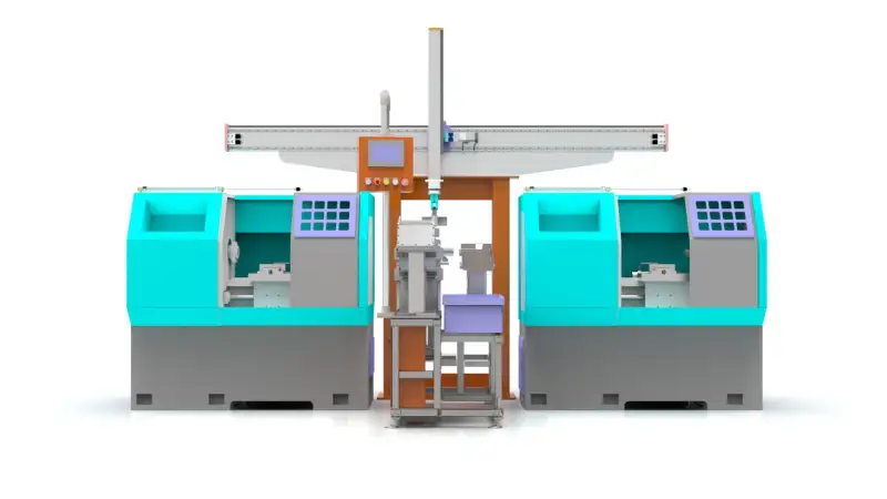 Automated CNC Lathe System with Robotic Arm for Efficient Machining