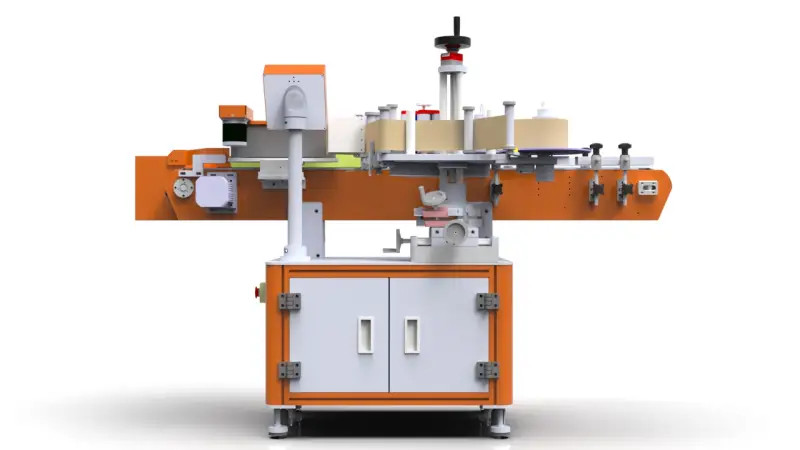 3D design of automatic vertical round bottle labeling machine